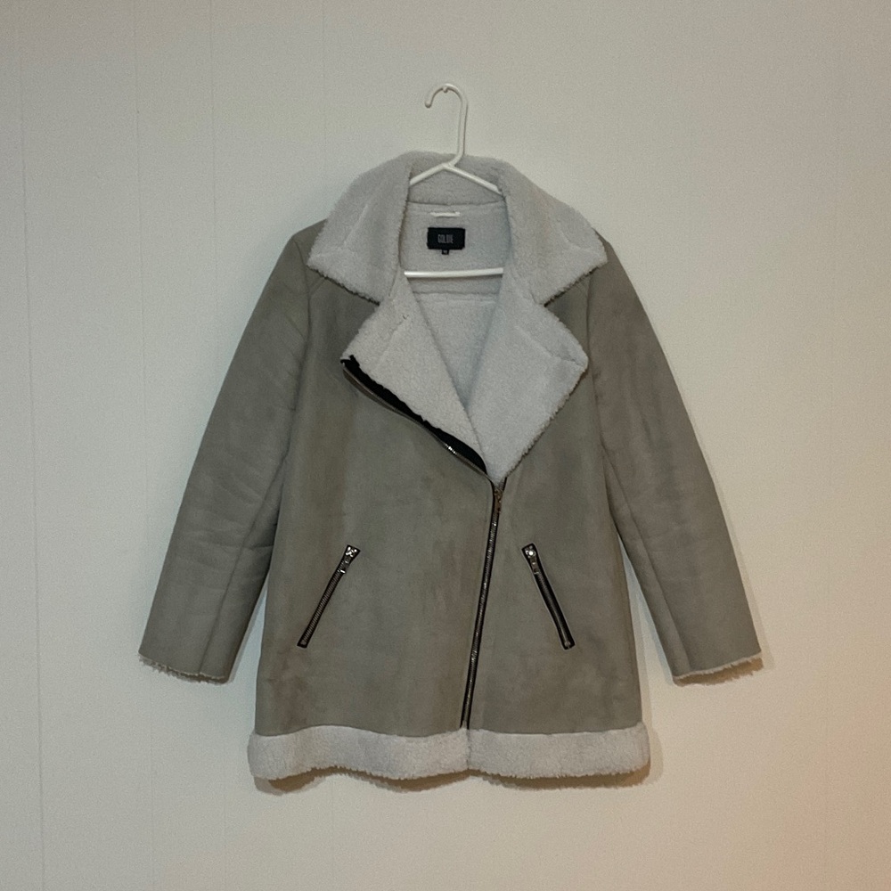 Goldie Suede Jacket with Sherpa Teddy Trim